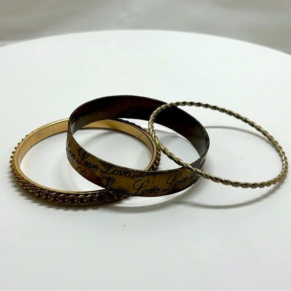 Stack Of 8 Vintage Gold Bangle And Cuff Bracelets - Picture 2 of 5